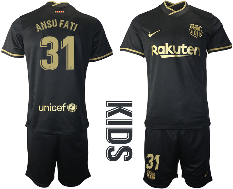 Youth 2020-2021 club Barcelona away #31 black Soccer Jerseys